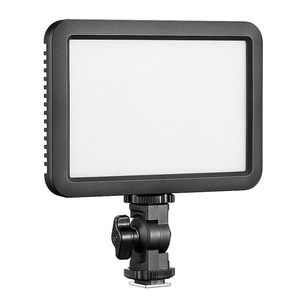 Godox LDP8Bi bi-color LED video light panel—compact rectangular panel with cold-shoe mount.