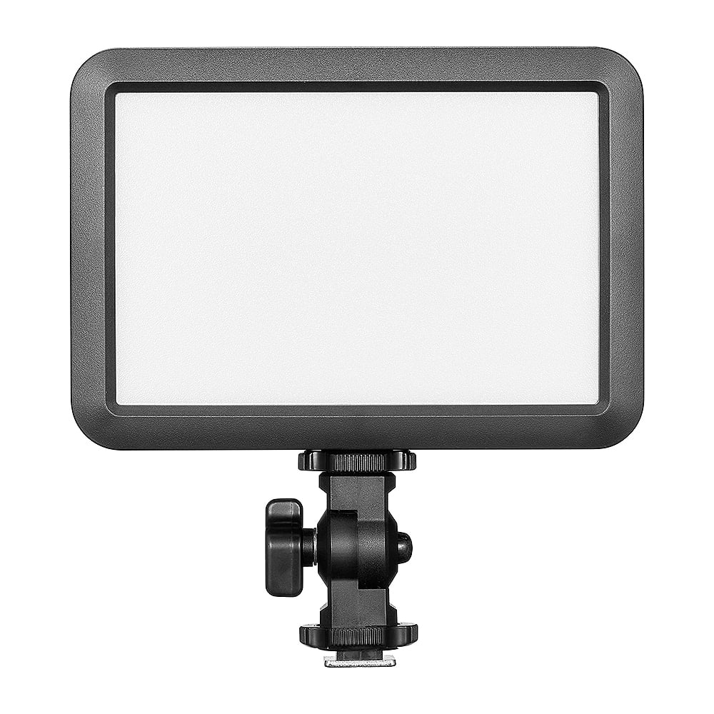 Godox LDP8Bi bi-color LED video light panel—compact rectangular panel with cold-shoe mount.