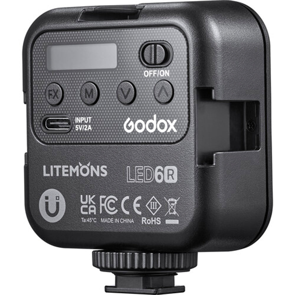 Godox LiteMons RGB LED light with adjustable color temperature and full color spectrum for photography and video.