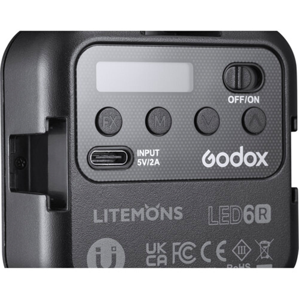 Godox LiteMons RGB LED light with adjustable color temperature and full color spectrum for photography and video.