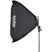 Godox S2 speedlight bracket kit with 80×80 cm softbox and grid—collapsible square softbox with Bowens-style mount