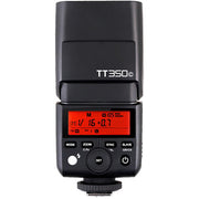 Godox TT350C Mini Thinklite TTL Flash for Canon — compact camera-mounted flash with tilt and swivel head.