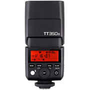 Godox TT350N Mini Thinklite TTL Flash for Nikon, compact lightweight flash with built-in 2.4GHz radio, support for Nikon i-TTL, high-speed sync, 24-105mm zoom, and tilting/rotating flash head.