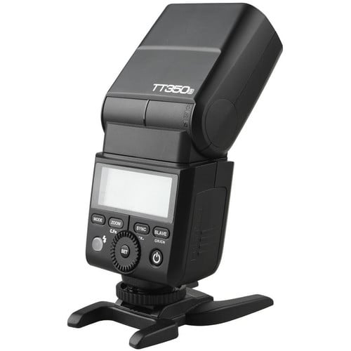 Godox TT350S Mini Thinklite TTL Flash for Sony, compact flash with built-in 2.4GHz radio, support for Sony ADI/P-TTL, high-speed sync, 24-105mm zoom, and tilt/rotate head for versatile lighting.