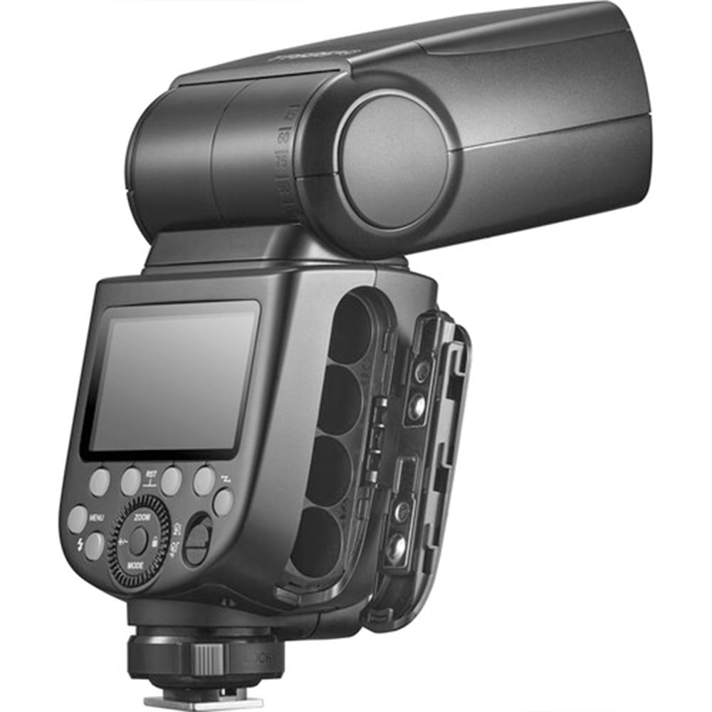 Godox TT685C II Canon flash with tilt/rotate head, TCM manual mode, wireless master/slave, and USB-C for firmware updates.