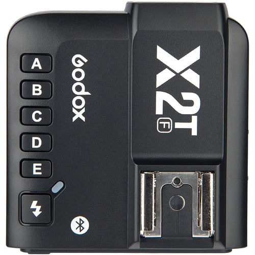 Godox X2T-F TTL Wireless Flash Trigger Transmitter for Fujifilm – 2.4GHz wireless system, 100m range, high-speed sync up to 1/8000s, Bluetooth control via GodoxPhoto app, 5 groups, 32 channels, backlit LCD, quick-lock hot shoe.