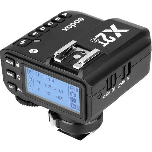 Godox X2T-F TTL Wireless Flash Trigger Transmitter for Fujifilm – 2.4GHz wireless system, 100m range, high-speed sync up to 1/8000s, Bluetooth control via GodoxPhoto app, 5 groups, 32 channels, backlit LCD, quick-lock hot shoe.