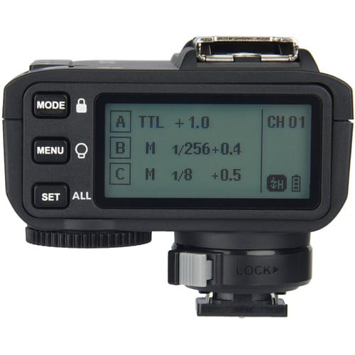 Godox X2T-S TTL Wireless Flash Trigger Transmitter for Sony – 2.4GHz wireless system with 100m range, high-speed sync up to 1/8000s, Bluetooth control via GodoxPhoto app, 5 groups, 32 channels, backlit LCD, quick-lock hot shoe.