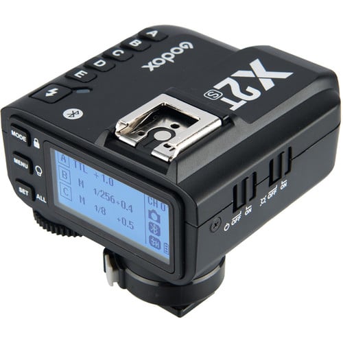 Godox X2T-S TTL Wireless Flash Trigger Transmitter for Sony – 2.4GHz wireless system with 100m range, high-speed sync up to 1/8000s, Bluetooth control via GodoxPhoto app, 5 groups, 32 channels, backlit LCD, quick-lock hot shoe.
