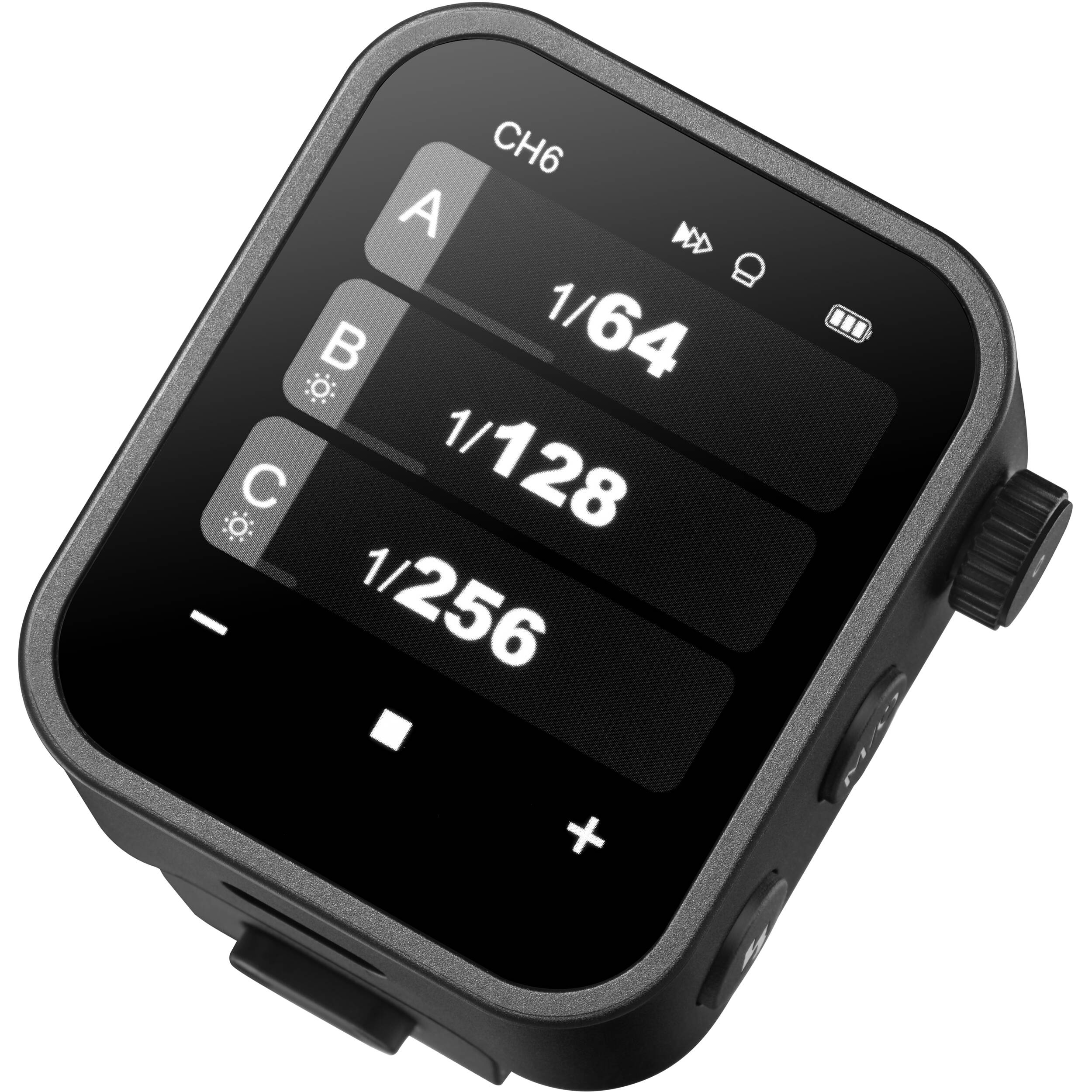 Godox X3 Touchscreen TTL wireless flash trigger for Nikon — black compact unit with OLED touchscreen, hot-shoe mount, and USB-C port.