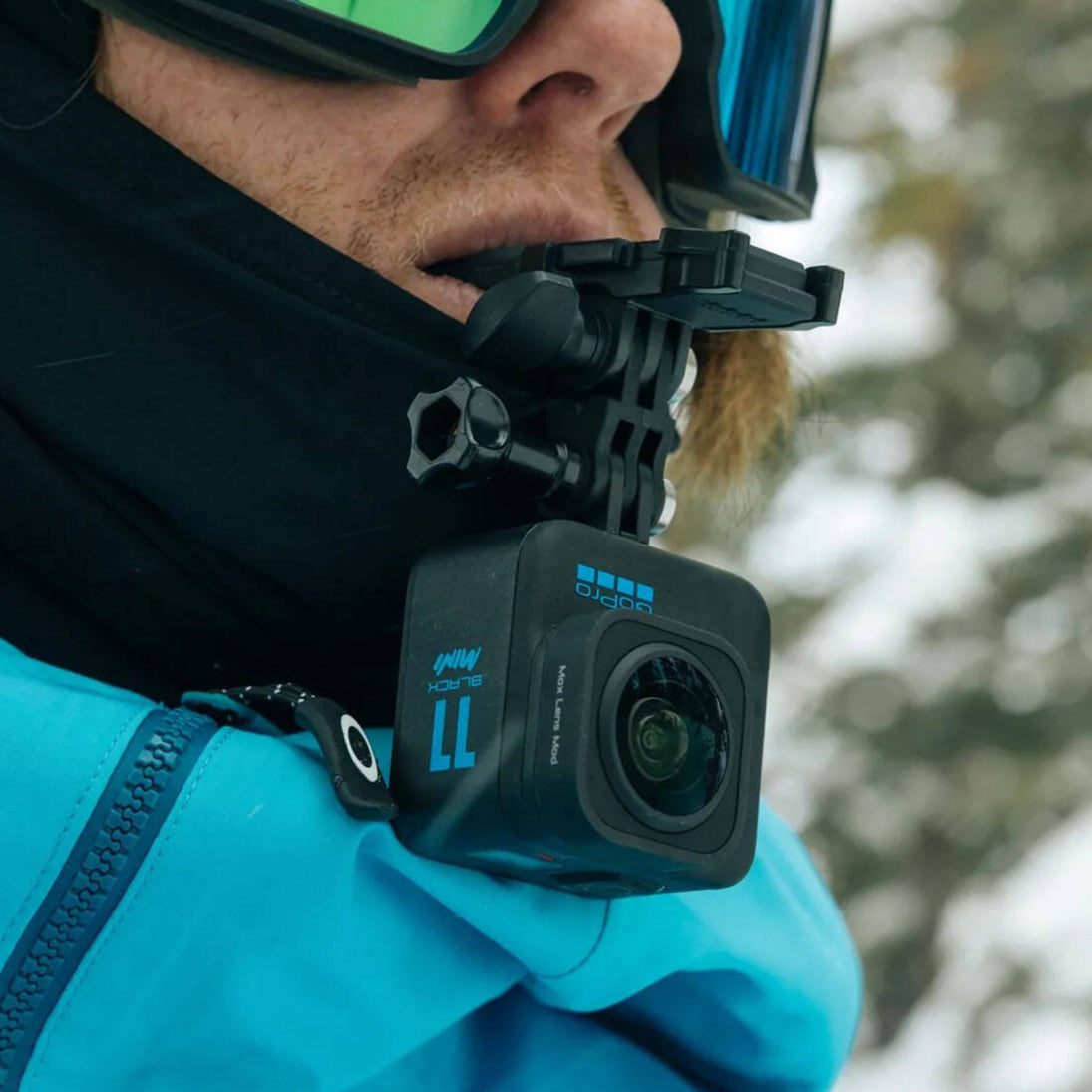 GoPro Bite Mount enabling hands-free, immersive POV footage during high-action adventures.