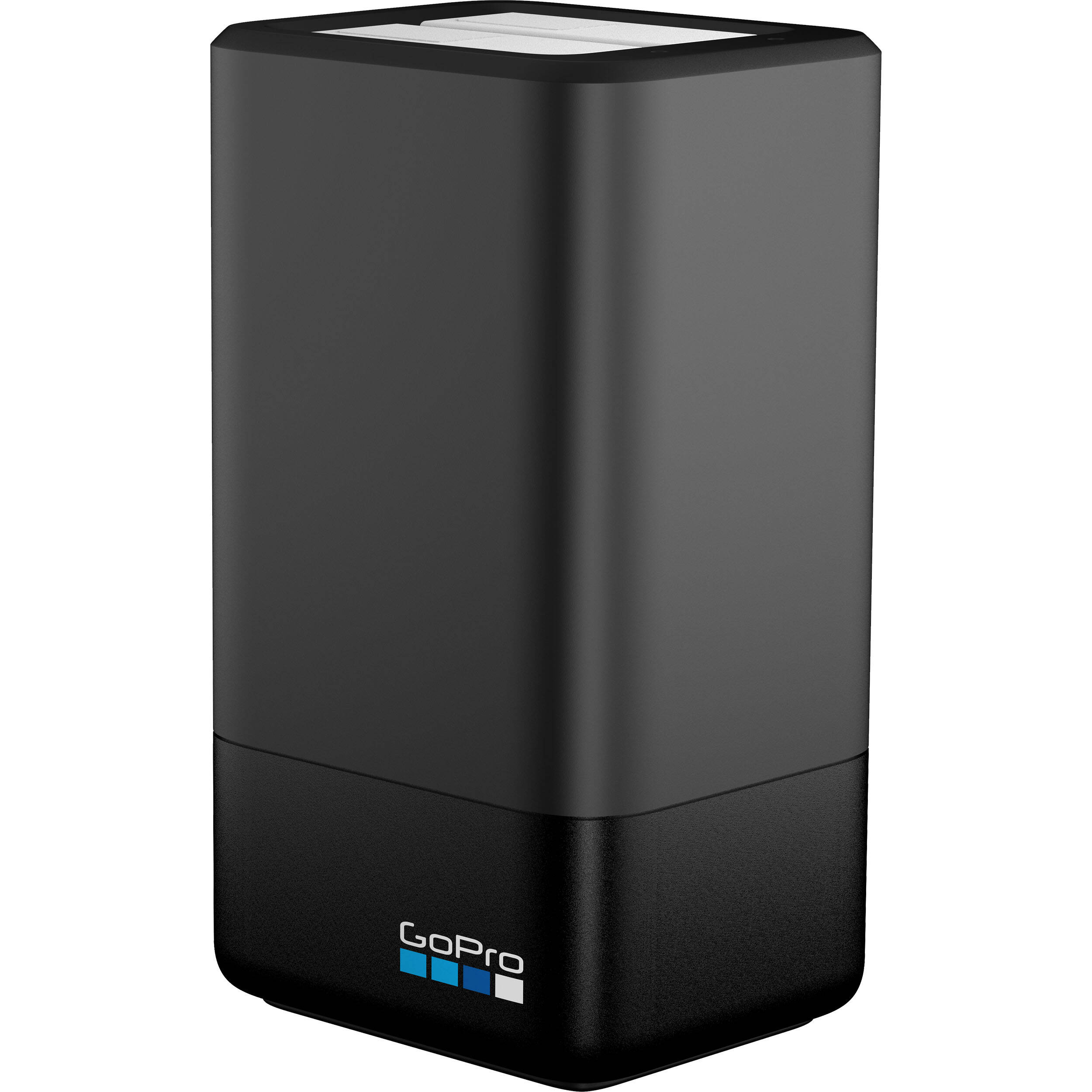 GoPro Dual Battery Charger with two Enduro rechargeable lithium-ion batteries for MAX, 1600mAh capacity, USB-C charging port, LED charging indicators, optimized for fast charging and cold weather performance.