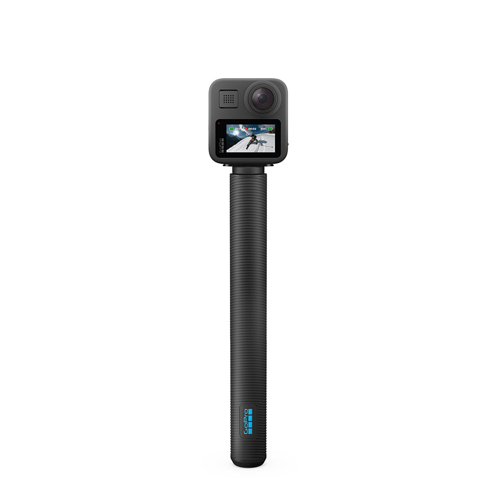 GoPro 1.2m extension pole with twist-lock mechanism, non-slip grip, collapsible from 122cm to 25cm, lightweight and durable, compatible with all GoPro models, ideal for selfies, overhead, and wide-angle shots.