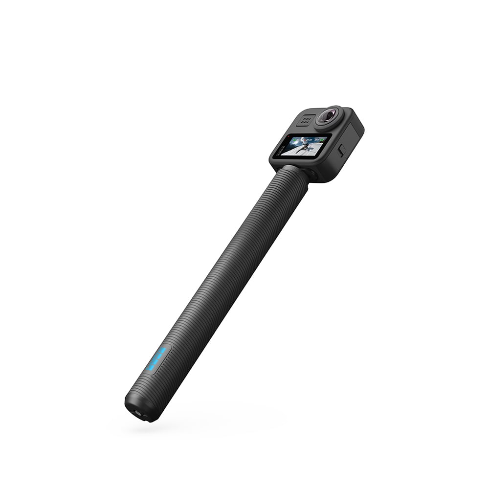 GoPro 1.2m extension pole with twist-lock mechanism, non-slip grip, collapsible from 122cm to 25cm, lightweight and durable, compatible with all GoPro models, ideal for selfies, overhead, and wide-angle shots.