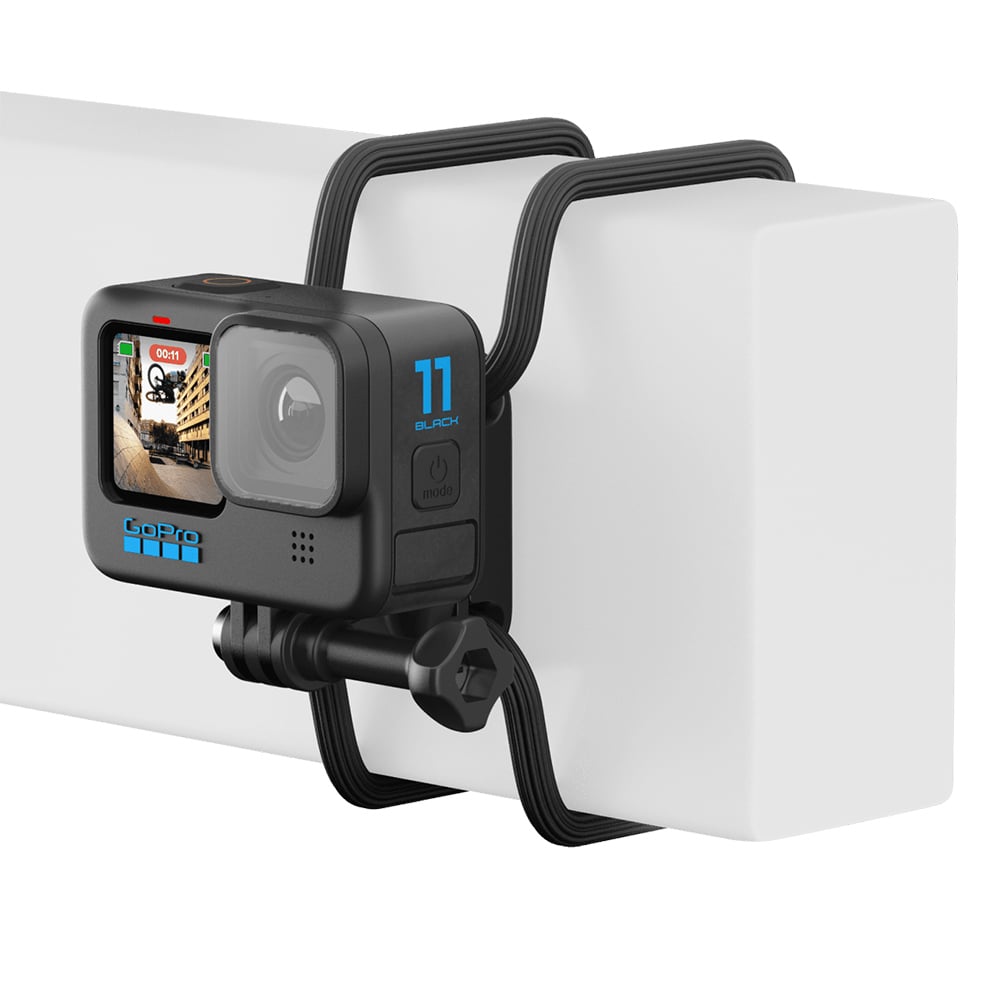 Action camera with screen displaying interface on a white background