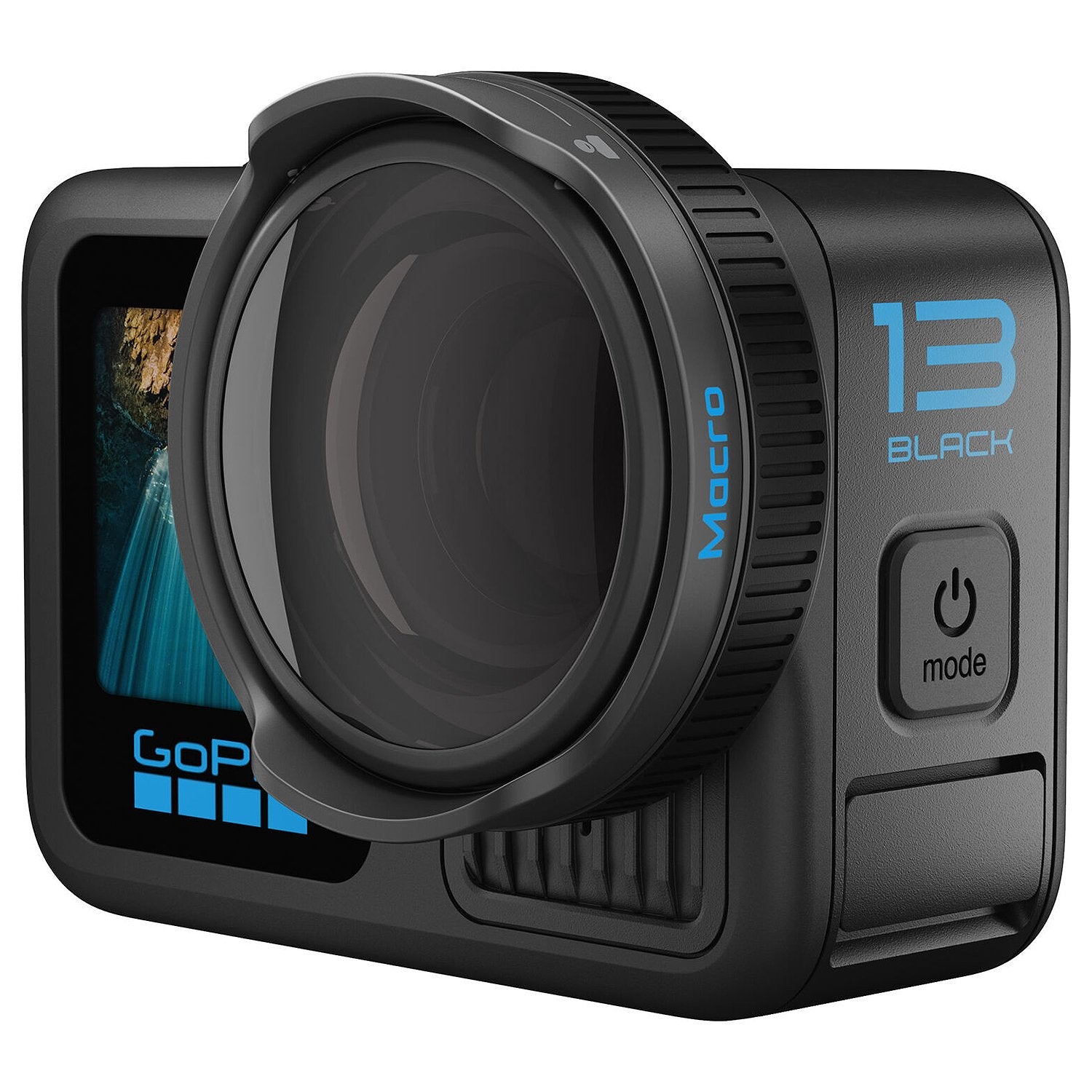 GoPro Macro Lens Mod for HERO13 Black – snap-on lens accessory designed for capturing detailed close-up shots with sharp focus and rich textures.