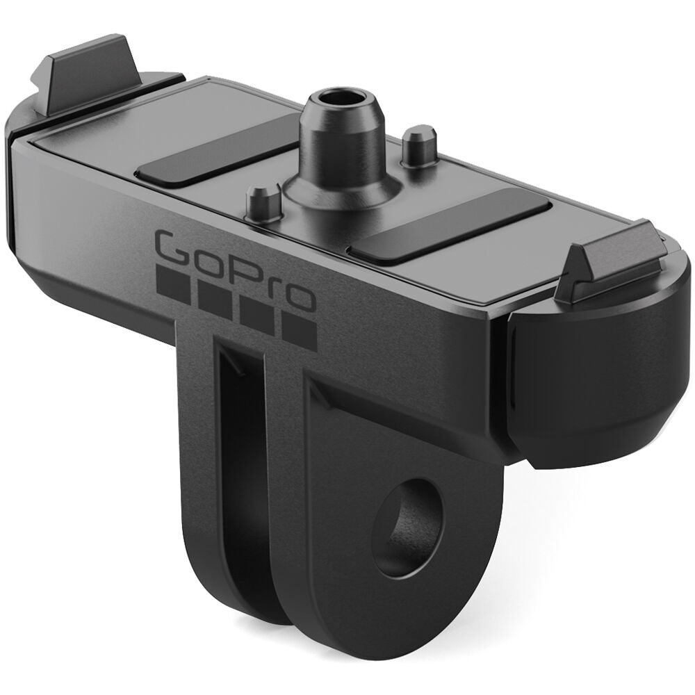 GoPro Magnetic Latch Mount for HERO13 Black with dual magnetic latches for quick and secure camera swaps without thumb screws, durable metal build, reversible design, compatible with all GoPro mounts, and includes a thumb screw.