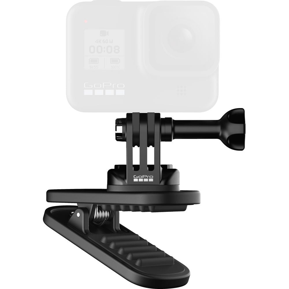 GoPro camera mount with light on a white background