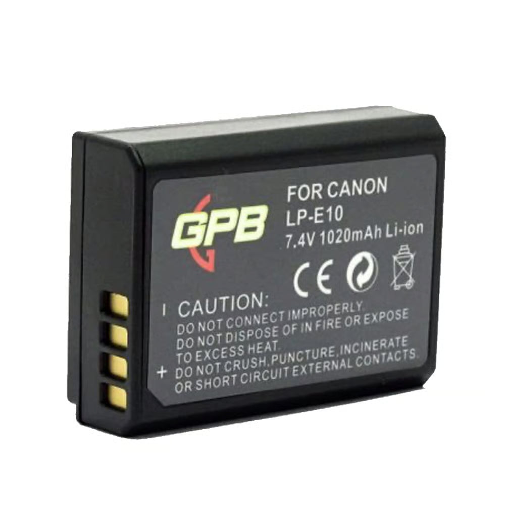 GPB battery for Canon LP-E10 on a white background