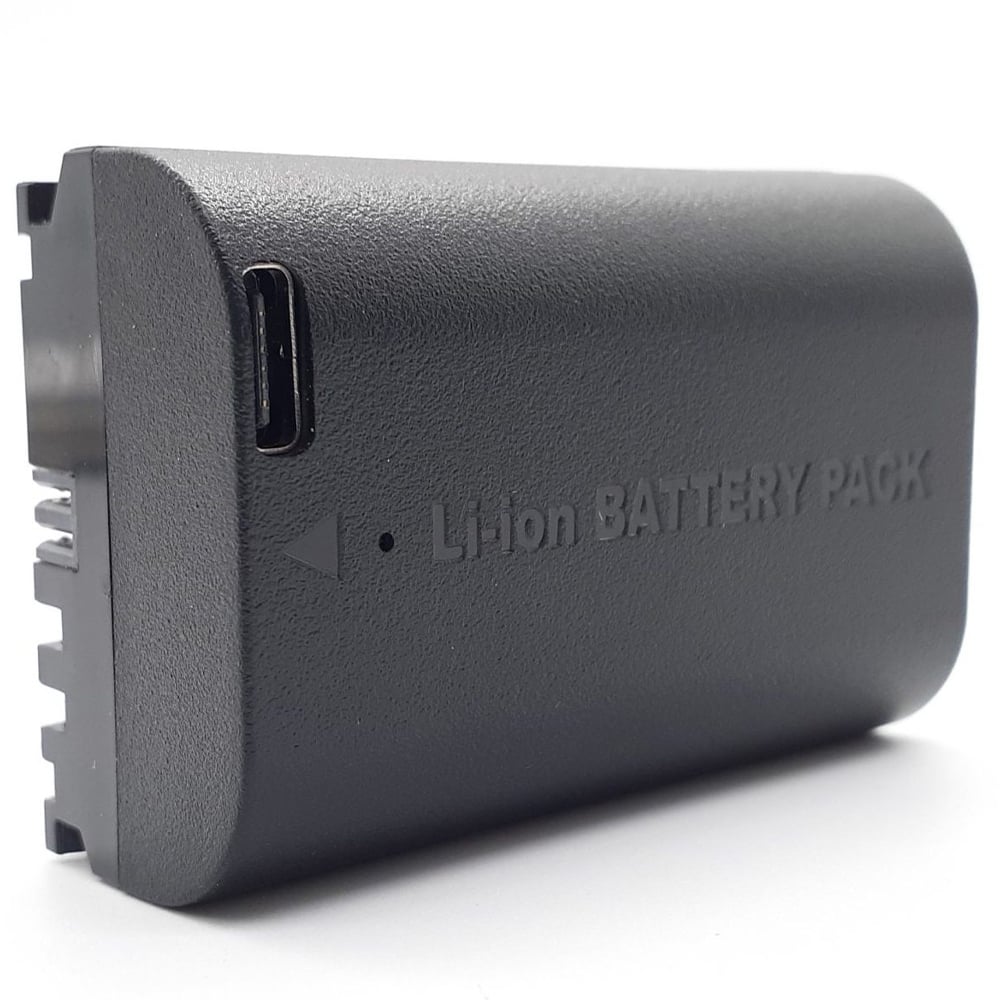Black lithium-ion battery pack on a white background