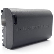 Black lithium-ion battery pack on a white background