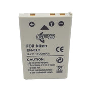 GPB Generic Nikon EN-EL5 rechargeable lithium-ion battery with 3.7V voltage and 1100mAh capacity, lightweight design, compatible with Nikon Coolpix 3700, 4200, 5200, 5900, and 7900 cameras.