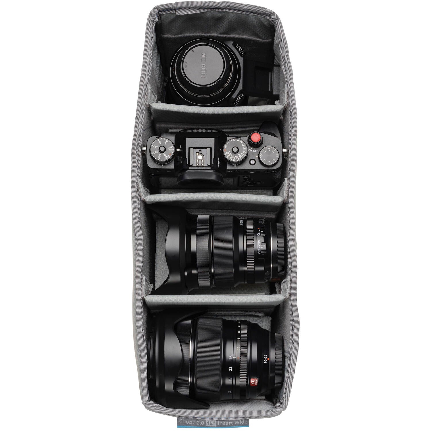 Chobe 2.0 camera bag setup with wide insert