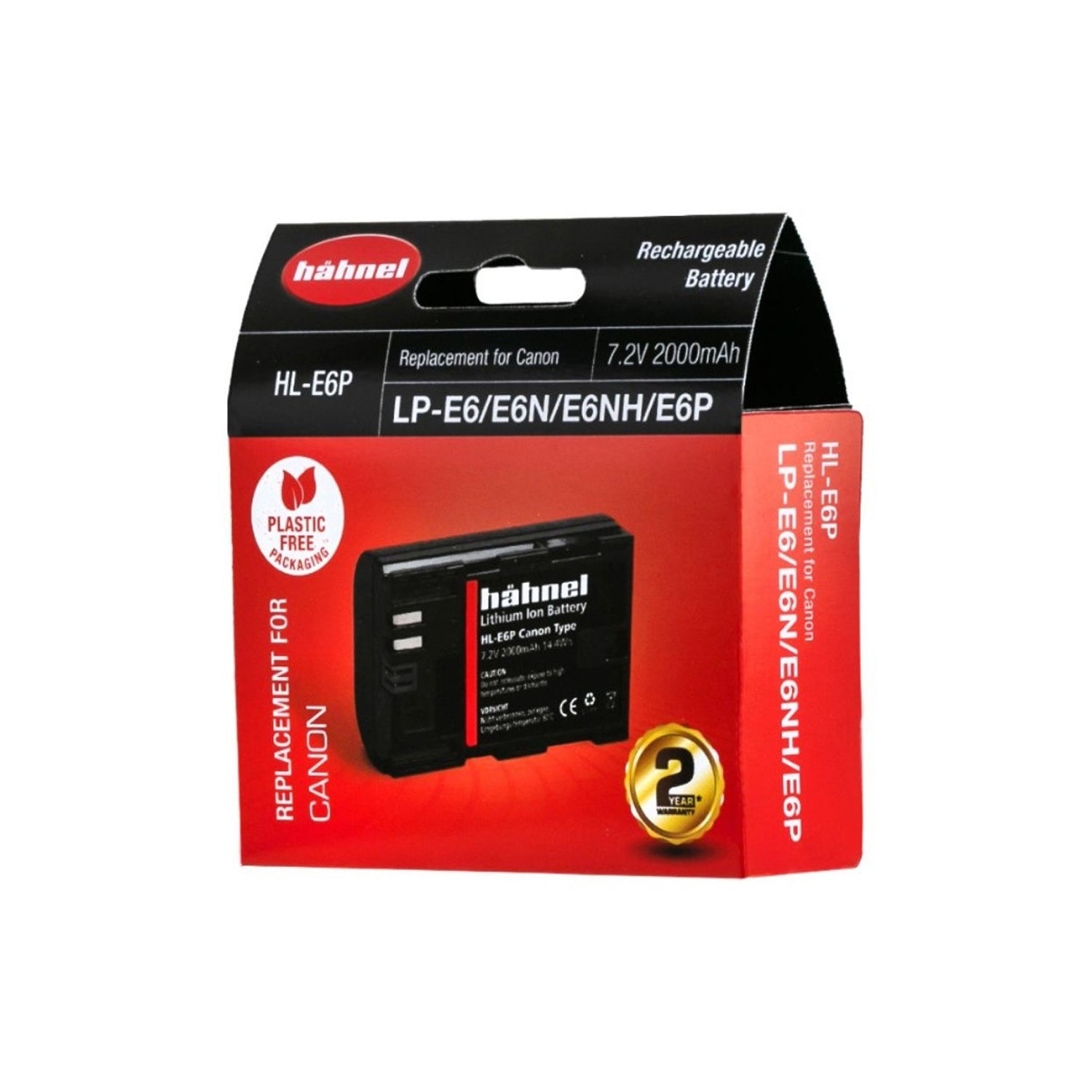 Hahnel HL-E6P 2000mAh lithium-ion replacement battery for Canon LP-E6P and EOS R5 II