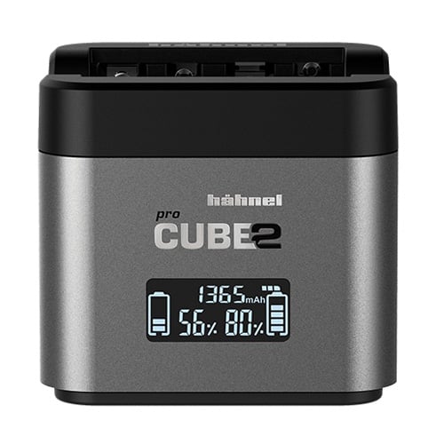 Hahnel Pro Cube 2 battery charger on a white background