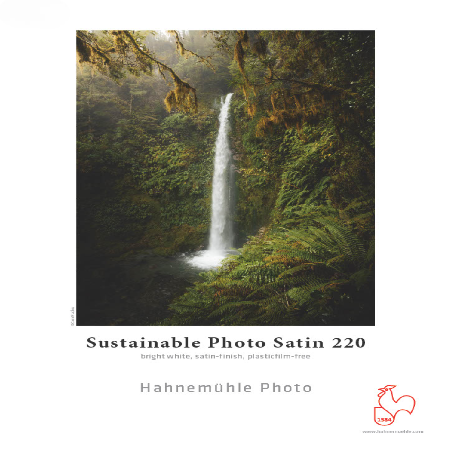 Hahnemuhle Sustainable Photo Satin 220 is an eco-friendly, recyclable inkjet paper with a satin finish, perfect for professional photo and poster printing.