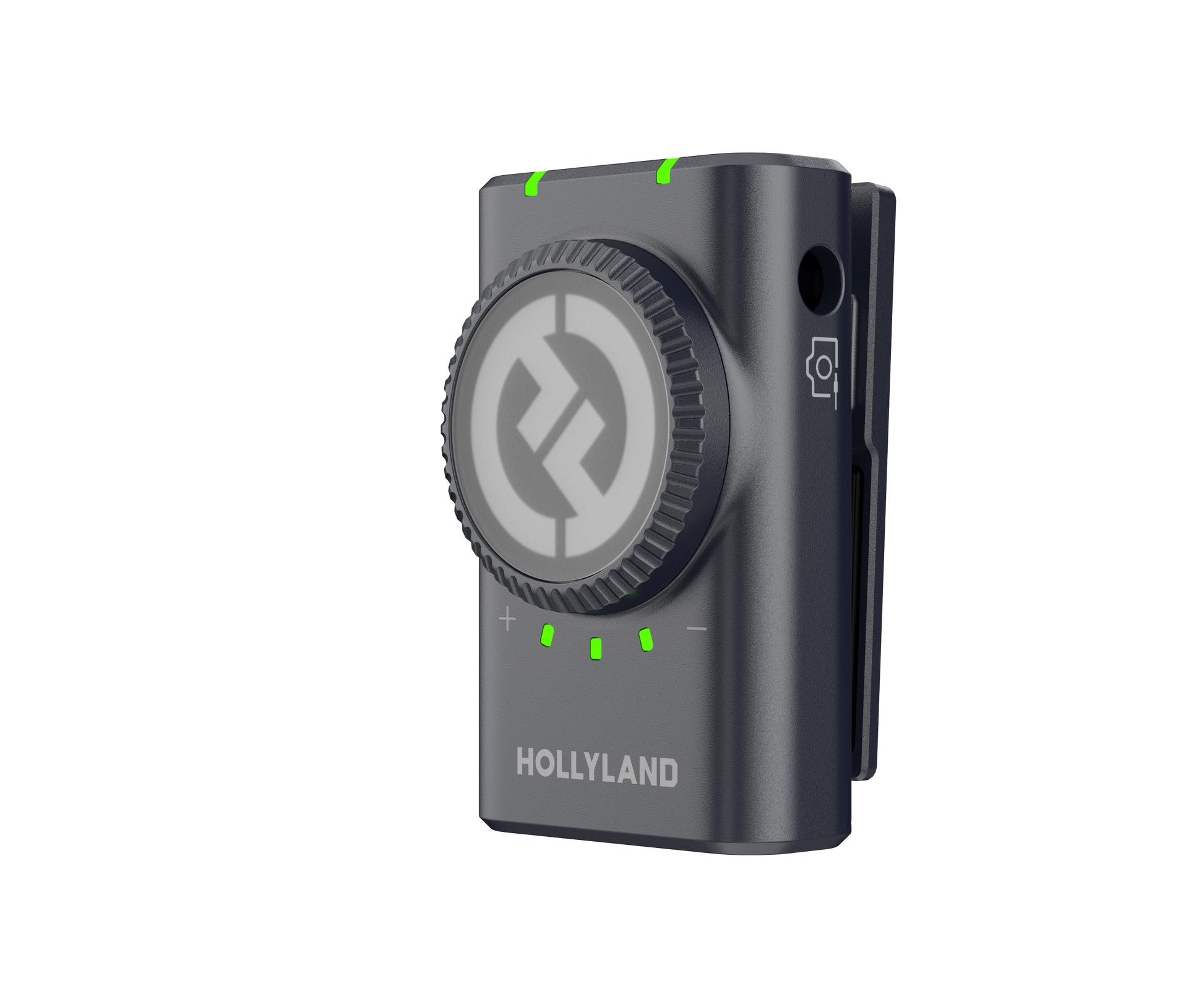 Hollyland Lark M2 Duo Wireless Mic for Camera with two ultra-lightweight clip-on transmitters, dual-channel camera-mount receiver, 24-bit 48kHz digital audio, 300m range, environmental noise cancellation, magnetic clips, silicone necklace cases, and charging case.
