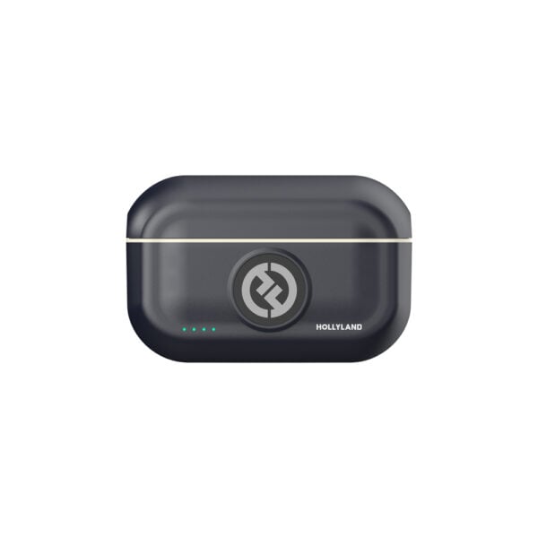 Hollyland Lark M2 Duo Wireless Mic for iPhone with two ultra-lightweight 9g clip-on transmitters, Lightning plug-in receiver, 48kHz 24-bit Hi-Fi audio, 1000ft range, environmental noise cancellation, 10-hour battery life, and magnetic clip and necklace wearing options.