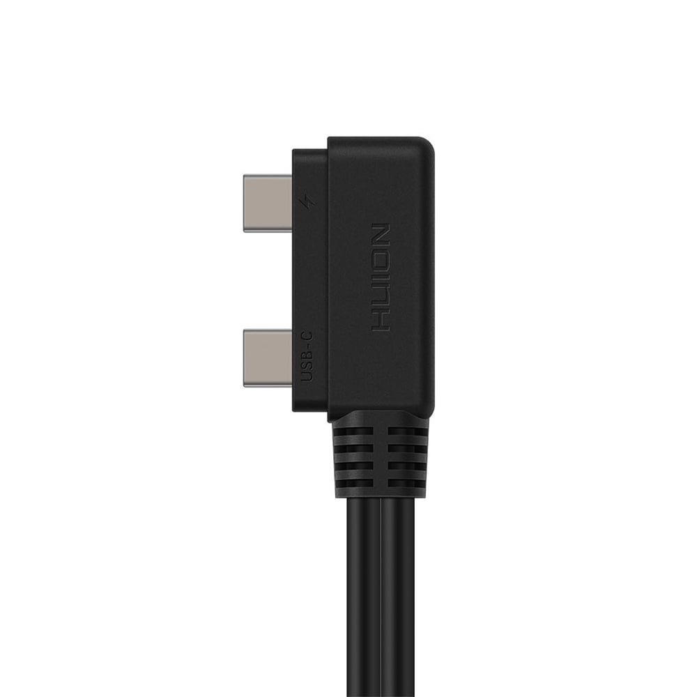 Black cable with USB-C connectors on a white background
