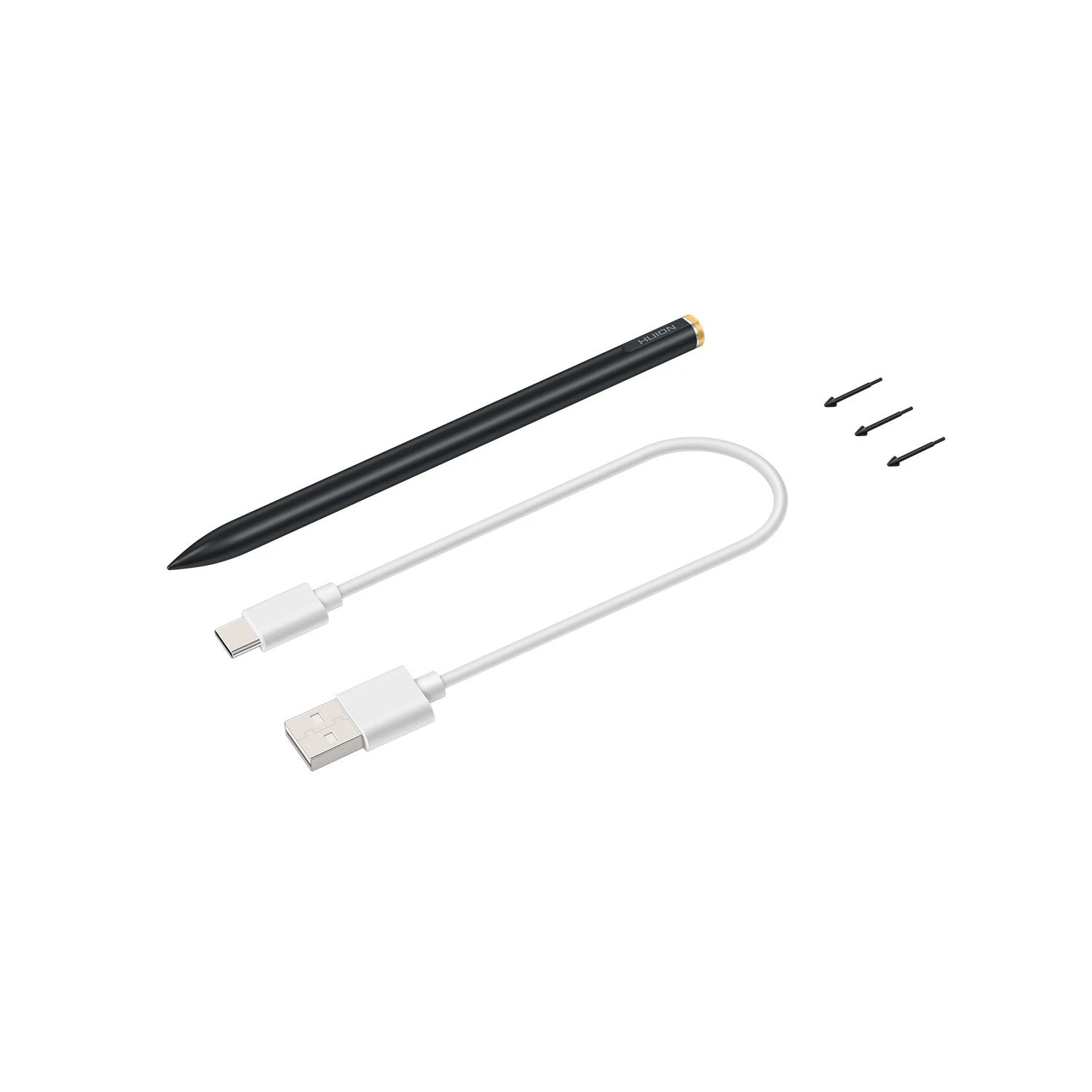 Huion Active Capacitive Stylus Pen for Chromebook in sleek black with tip and clip, designed for precise touch input on touchscreen devices.