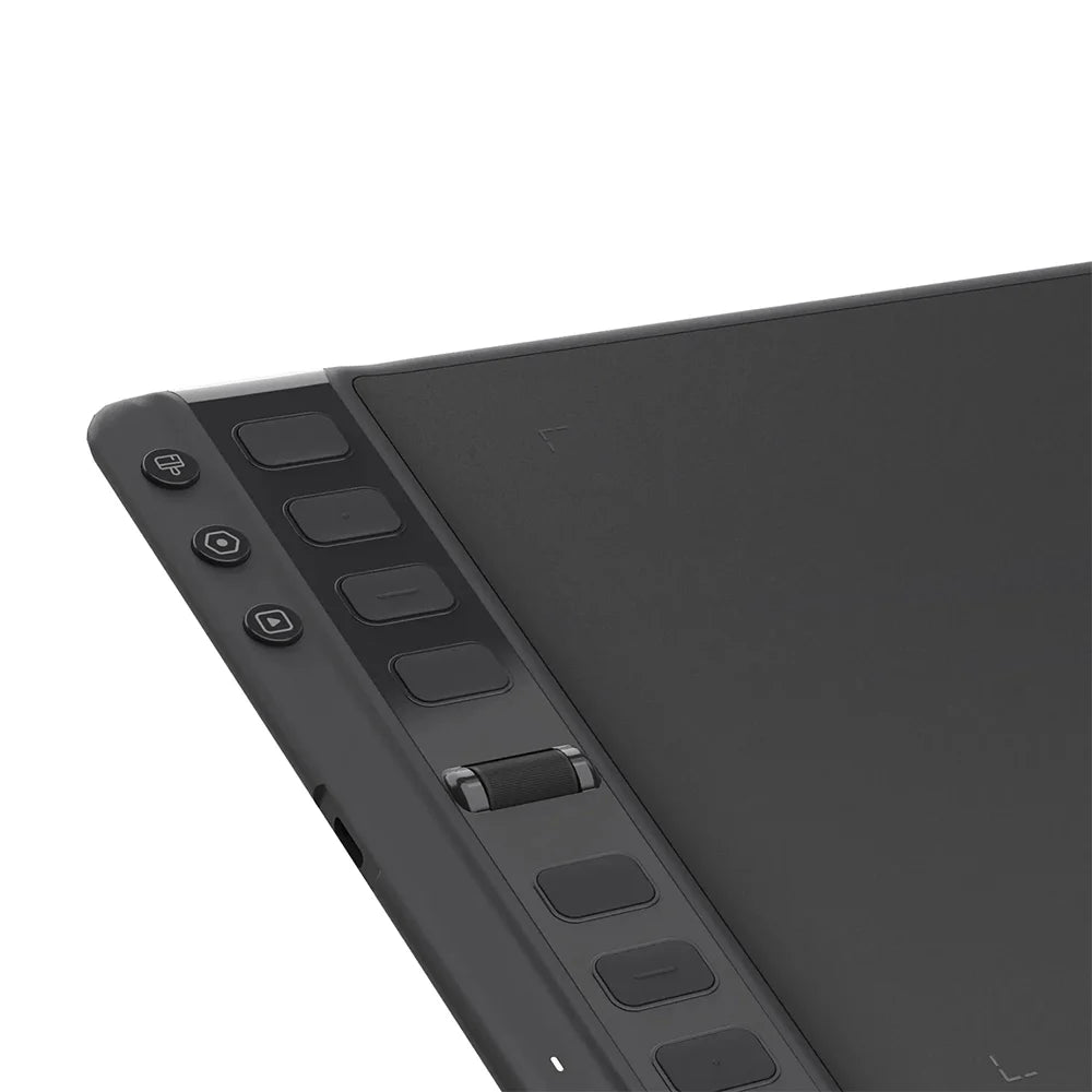 Huion Inspiroy 2 features a unique custom Scroller and 24 programmable shortcuts, streamlining your workflow on this advanced Huion drawing tablet.