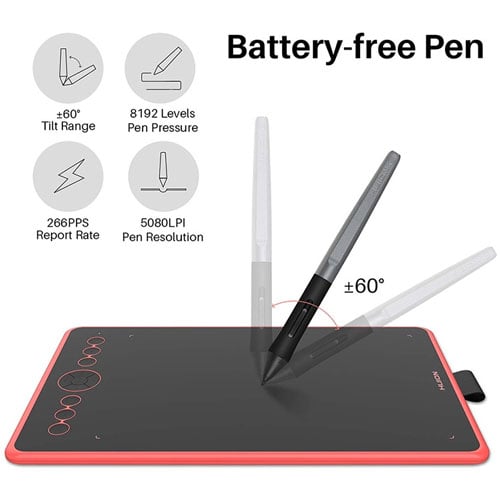 Huion Inspiroy Ink H320M Coral Red dual-purpose graphics tablet with pen tablet and LCD writing pad.