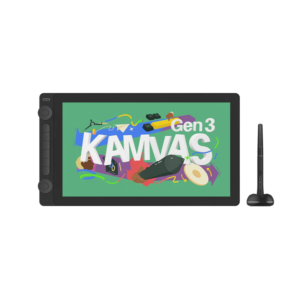 Discover the Huion Kamvas 16 Gen 3 QHD pen display with PenTech 4.0, anti-glare glass, and pro-grade colour for precise, natural digital drawing.