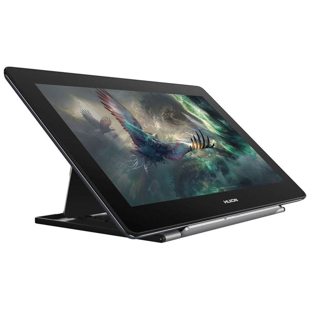This 16-inch pen display tablet delivers 4K ultra HD resolution for professional artists on a display screen as they draw with Huion pen technology.