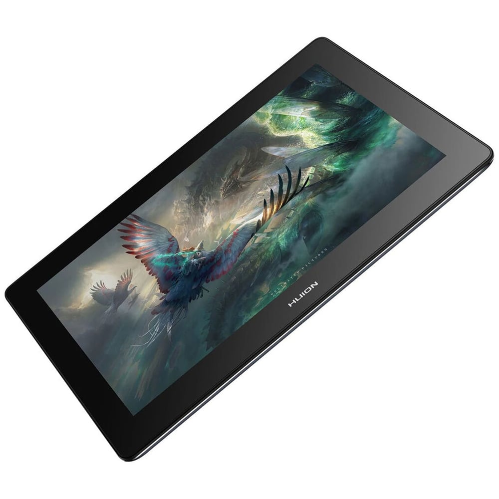 This 16-inch pen display tablet delivers 4K ultra HD resolution for professional artists on a display screen as they draw with Huion pen technology.