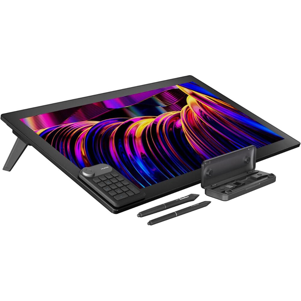 Huion Kamvas Pro 27 offers a 27" 4K screen, PenTech 4.0, true-to-life colours, anti-glare Canvas Glass, and ergonomic design for professional artists.