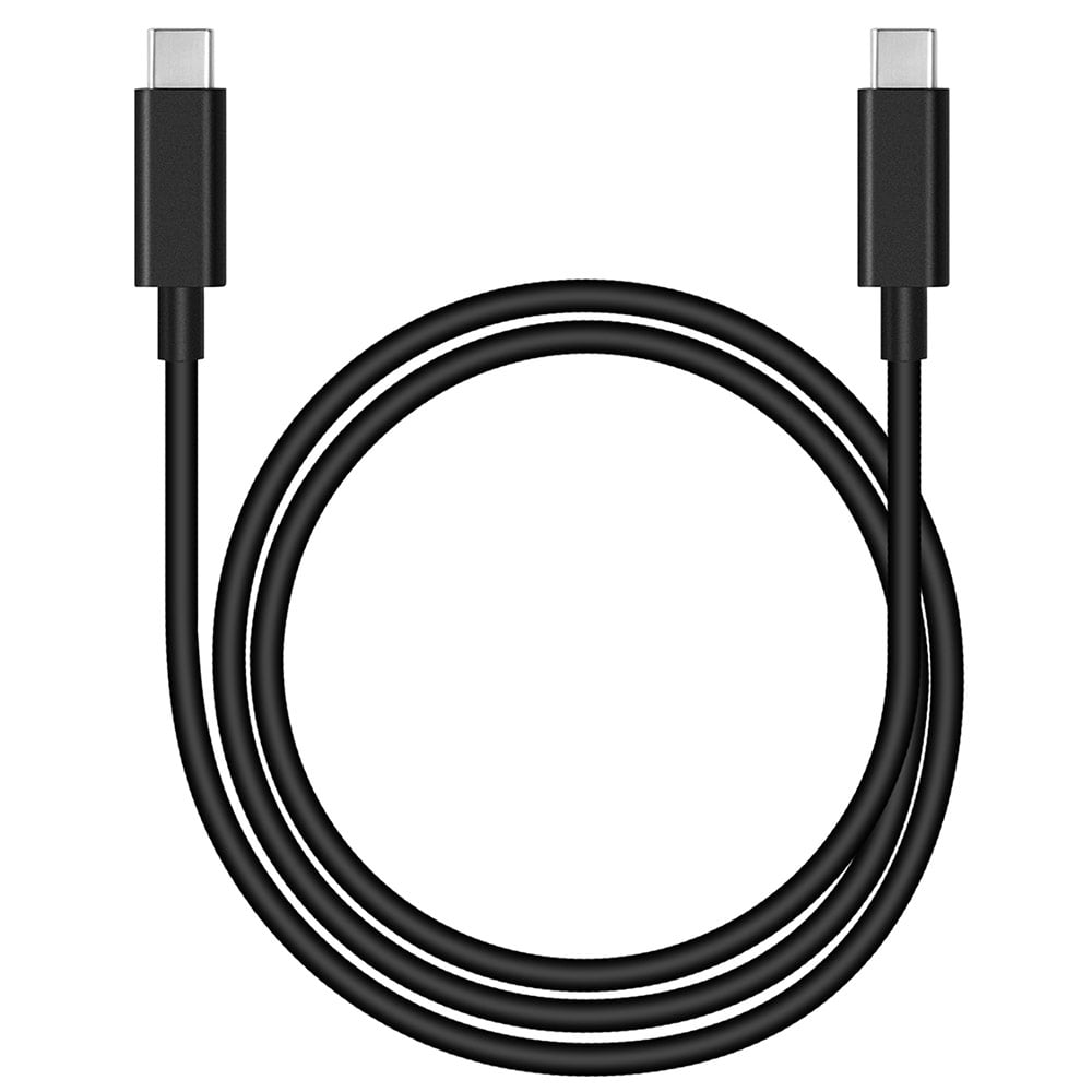 Black USB-C cable on a white background
