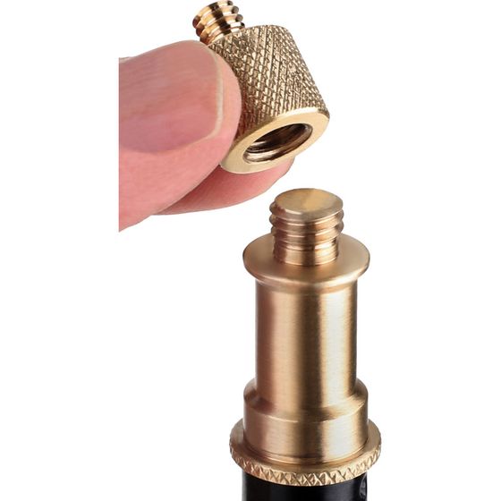 Impact 3/8 inch female adaptor to 1/4 inch male threaded post, used for mounting camera accessories with different thread sizes.