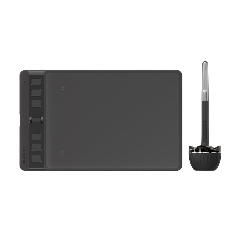 Huion Inspiroy 2 features a battery-free PenTech 3.0 pen, customisable scroller, matte textured surface, and wide compatibility for portable drawing.