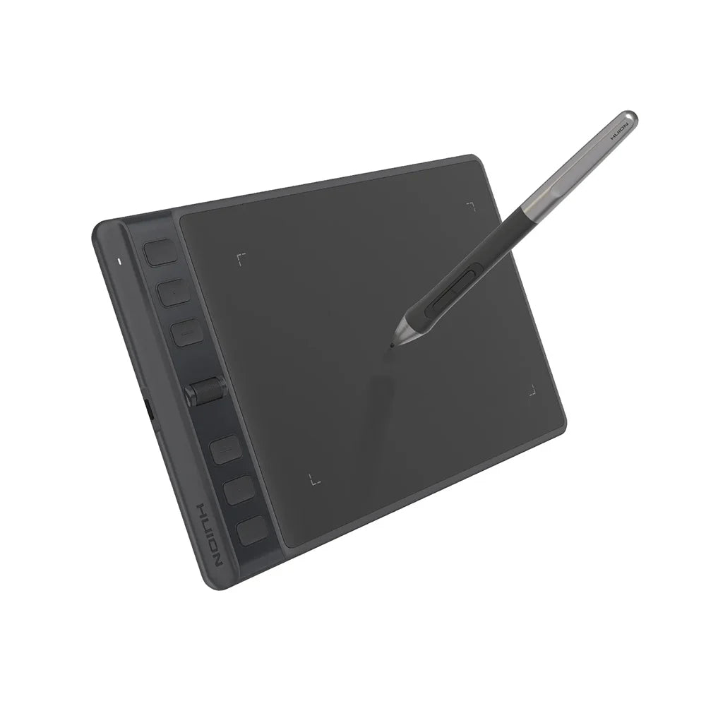 Huion Inspiroy 2 features a battery-free PenTech 3.0 pen, customisable scroller, matte textured surface, and wide compatibility for portable drawing.