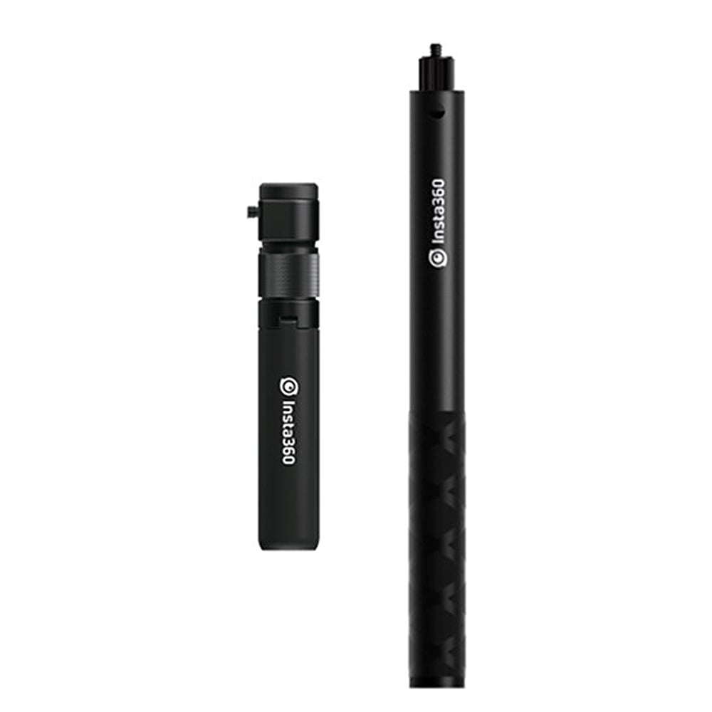 Insta360 Bullet Time Accessory Bundle includes a bullet-time tripod handle that doubles as an indoor tabletop tripod and a reinforced selfie stick extending up to 120cm, designed for capturing immersive 360° selfies by swinging the camera overhead in a complete circle, compatible with Insta360 ONE X series cameras.