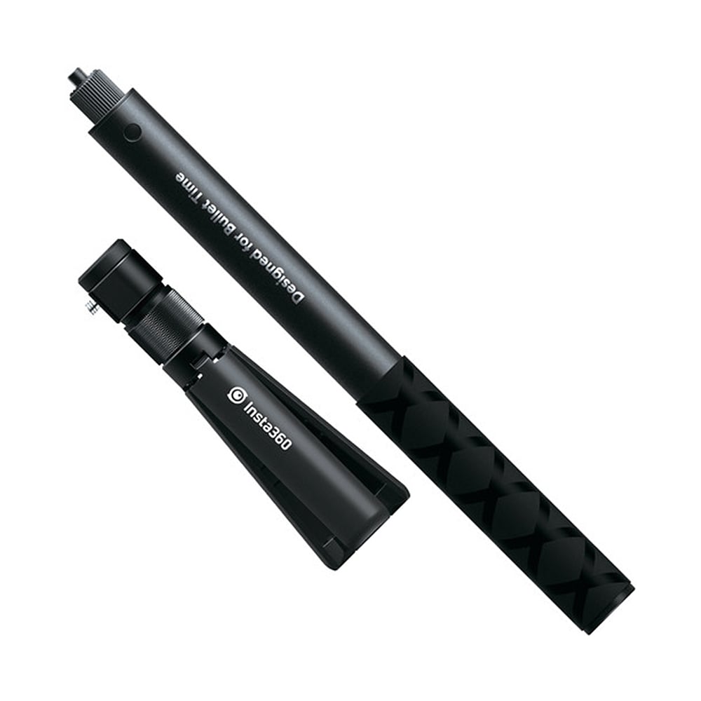 Insta360 Bullet Time Accessory Bundle includes a bullet-time tripod handle that doubles as an indoor tabletop tripod and a reinforced selfie stick extending up to 120cm, designed for capturing immersive 360° selfies by swinging the camera overhead in a complete circle, compatible with Insta360 ONE X series cameras.