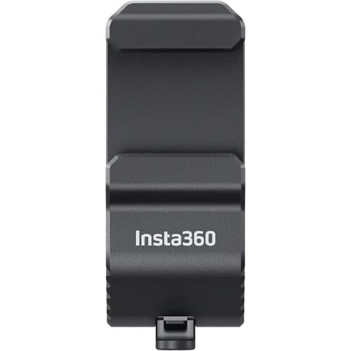 Insta360 Cold Shoe for Ace and Ace Pro cameras, made from lightweight and durable aluminum alloy weighing 12.9g, designed for secure mounting of microphones or lights via the Quick Release Mount with easy slide-on installation and strong locking button for stability