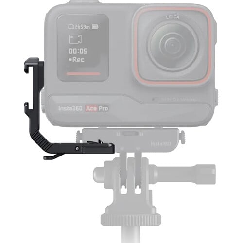 Insta360 Cold Shoe for Ace and Ace Pro cameras, made from lightweight and durable aluminum alloy weighing 12.9g, designed for secure mounting of microphones or lights via the Quick Release Mount with easy slide-on installation and strong locking button for stability