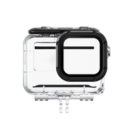 Insta360 Dive Case for Ace with waterproof housing rated to 60m (197ft), high-transparency glass lens for clear underwater imaging, locking-buckle design for secure closure, anti-fog inserts, and anti-slip rings, compatible with selfie sticks and tripods.