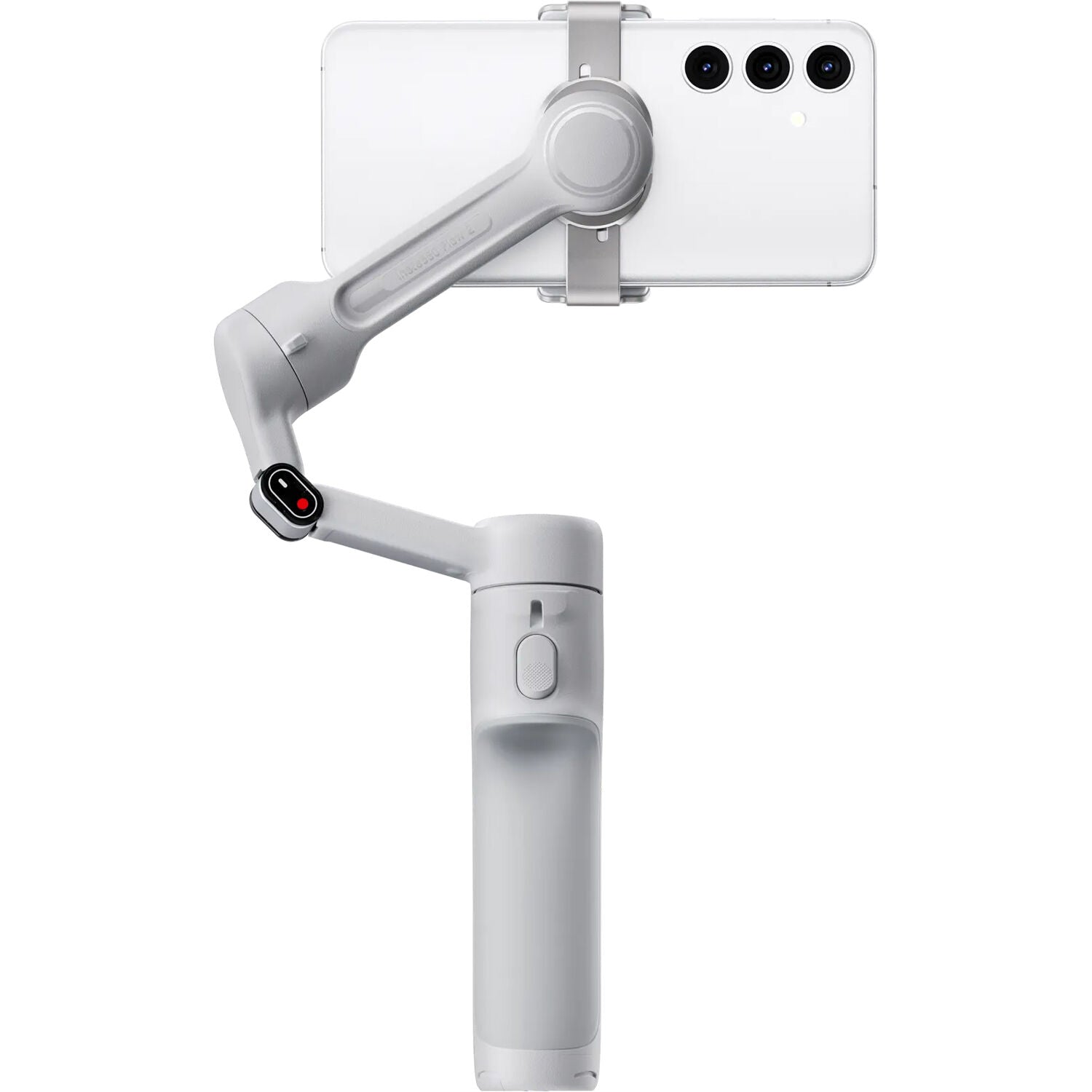 Insta360 Flow 2 Standard Bundle (Grey) featuring 3-axis gimbal stabilization, built-in selfie stick and metal tripod, advanced Deep Track 4.0 AI tracking with group, distance, and gesture tracking, smartphone and Apple Watch remote control, SmartWheel button, magnetic phone clamp, and up to 10-hour runtime.